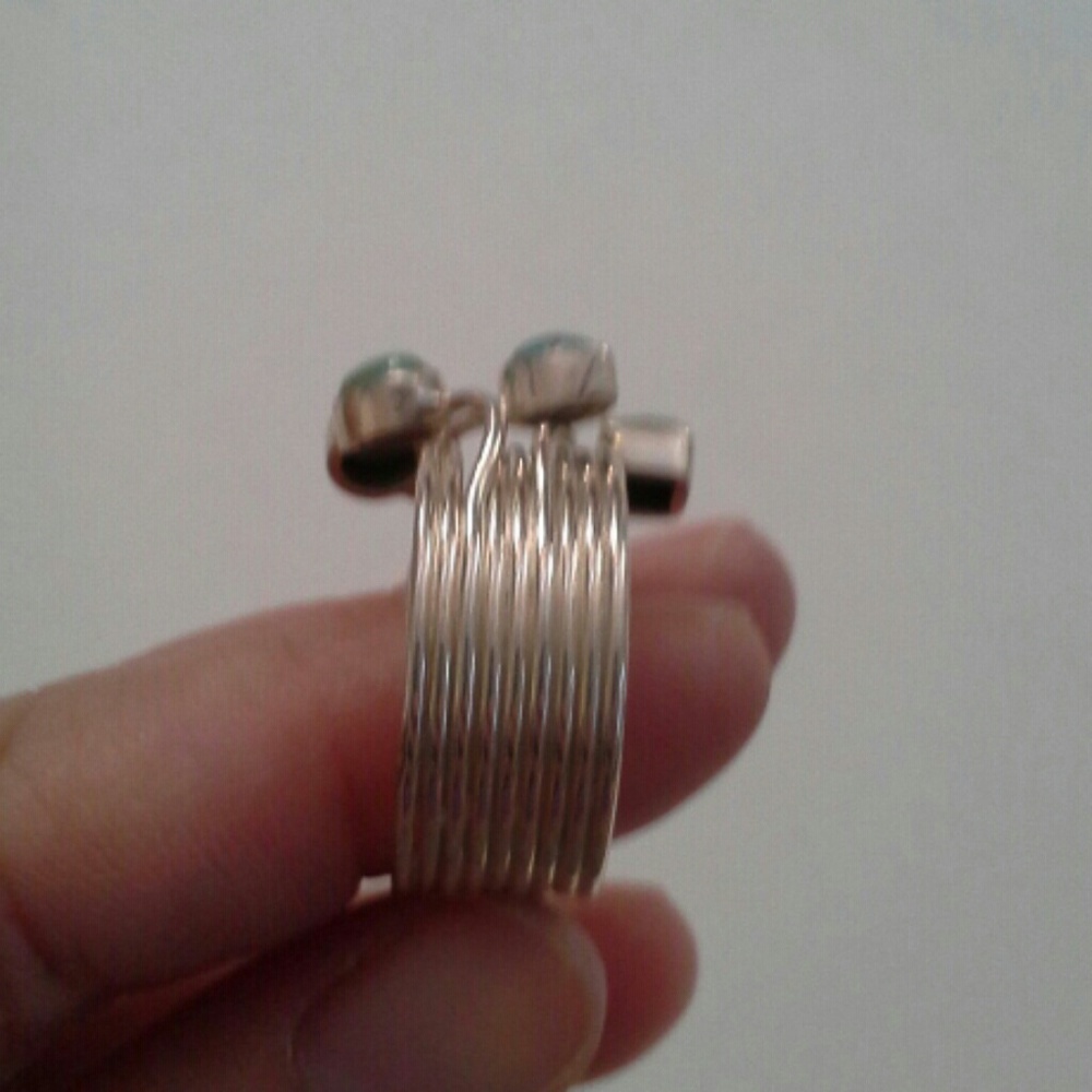 New sterling silver ring w/turquoise stone - Picture 2 of 4